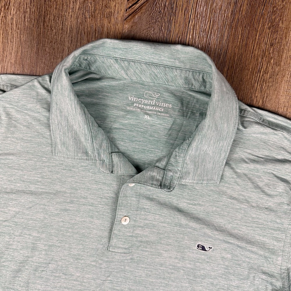 Vineyard Vines Performance Polo Mens X-Large Green Shimmer Golf Stretch‎ Preppy